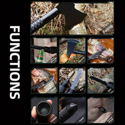 Multi-Tool Survival Hatchet with Hammer, Flint Fire Starter & Protective Sheath – Durable All-Purpose Axe for Camping, Hiking, Fishing