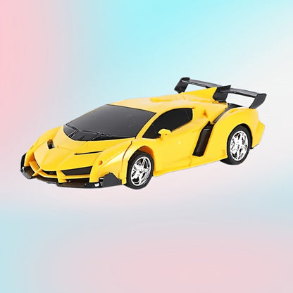 Remote Control Car, 1:18 Transforming Robot Model with One-Button Change, LED Lights, 360° Drift and Four Colors