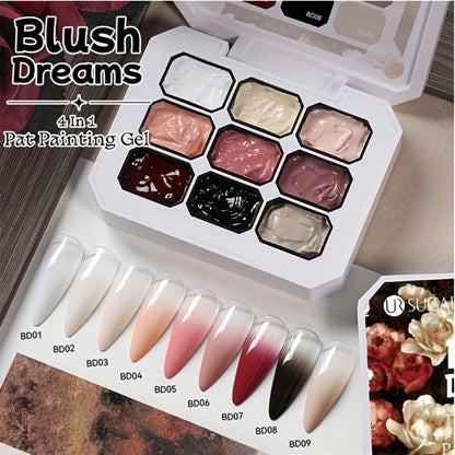Gel Nail Polish 4-in-1 Nine-Color Palette for Ombre, Stamping, Painting and Powder Nail Art