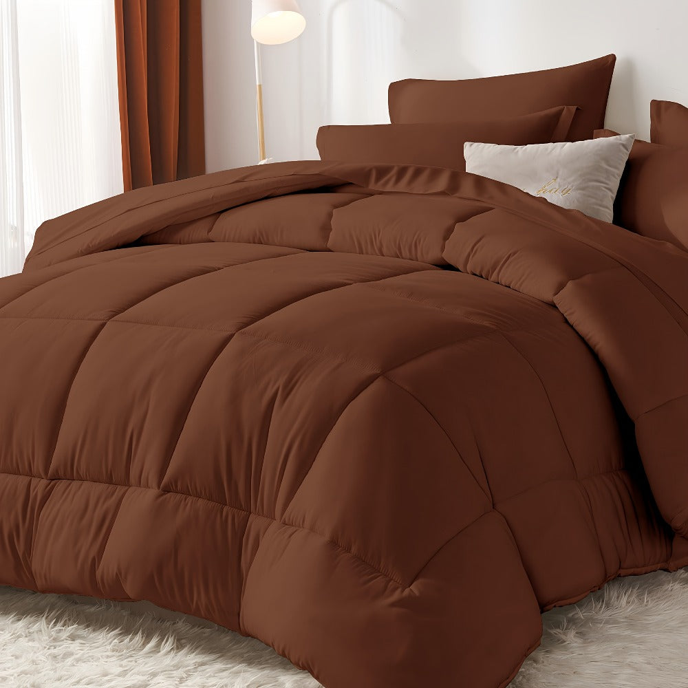 Checkered Microfiber Bed-in-a-Bag Comforter Set with Coordinated Sheets, 16 Color or Code Options and Four Sizes