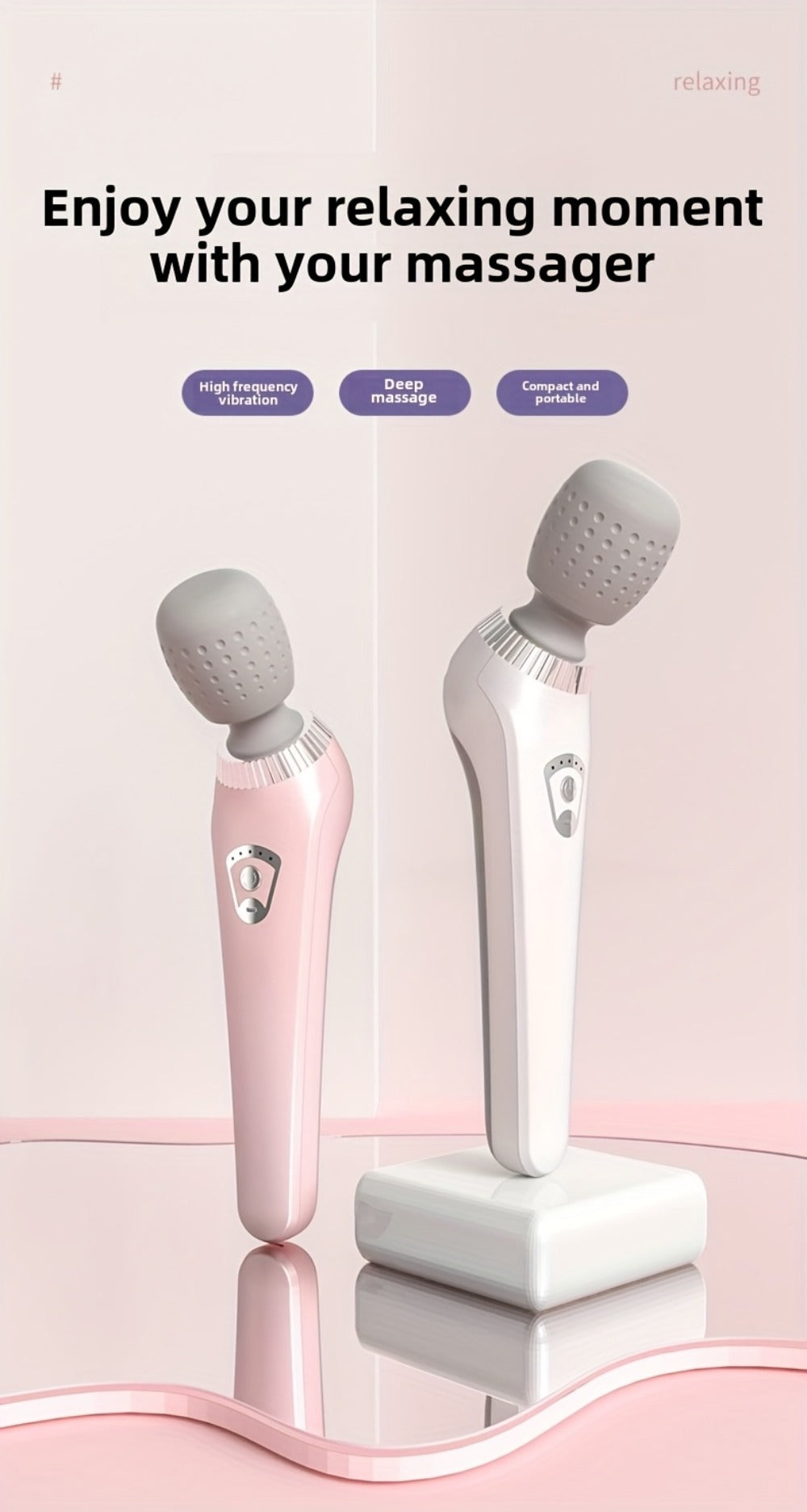 USB Rechargeable Vibration Massage Stick, Portable Handheld Full Body Massager for Neck, Back, Legs & Waist Relaxation