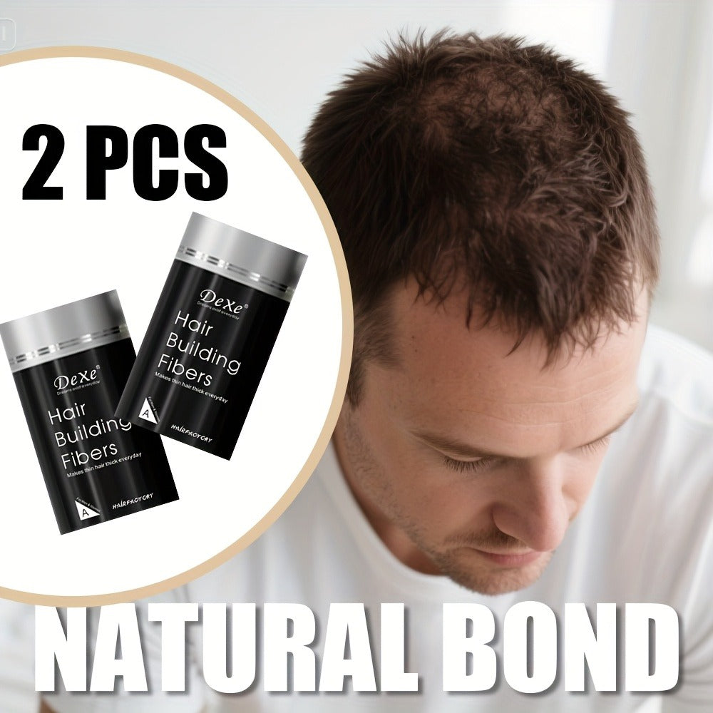 DeXe Hair Fiber Powder 2pcs x 22g, Natural Fine Thickening Fibers for Thinning Hair & Bald Spot Coverage