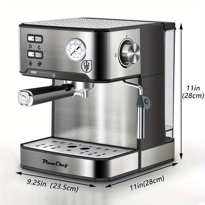 Espresso Machine Stainless Steel, Dual-Brew Coffee Maker with 54.1oz Water Tank, High-Pressure Steam Wand