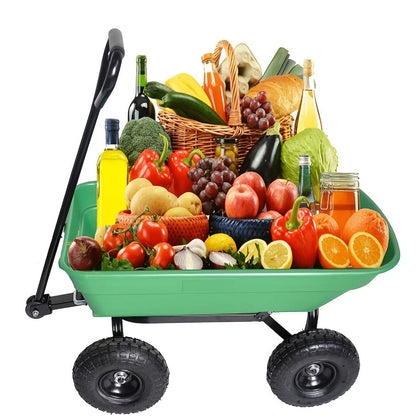 Garden Dump Cart, Steel Frame Pneumatic Tires Lawn Yard Farm Utility Wagon for Garden, Patio and Yard Use