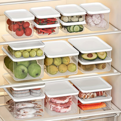 Stackable Refrigerator Storage Containers with Lids 4pcs, 42-Oz BPA-Free Food Storage Set for Meat Fruits Vegetables