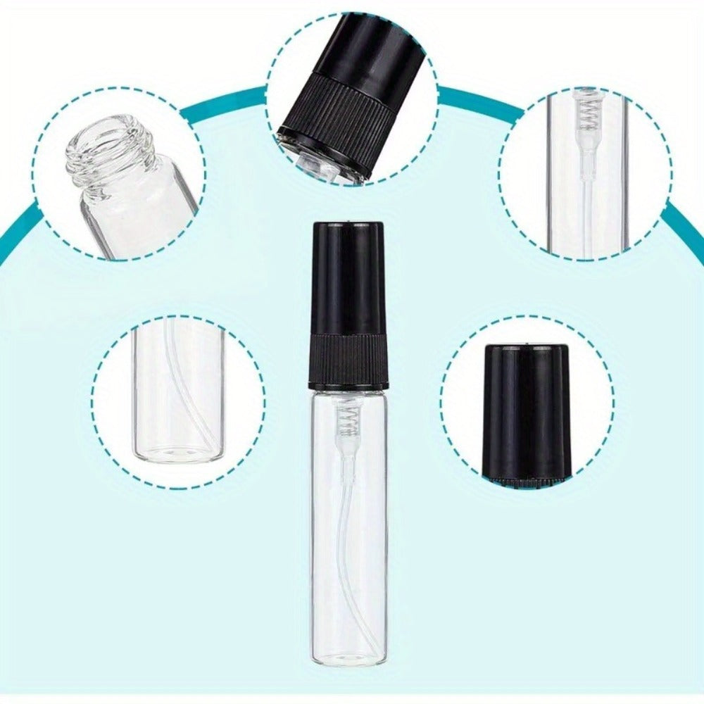 Mini Glass Spray Bottles 5ml 50 Pack Fine Mist Atomizer Refillable Black UV Glass Travel Perfume Bottles for Perfume Cologne Essential Oil