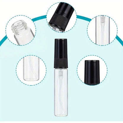 Mini Glass Spray Bottles 5ml 50 Pack Fine Mist Atomizer Refillable Black UV Glass Travel Perfume Bottles for Perfume Cologne Essential Oil