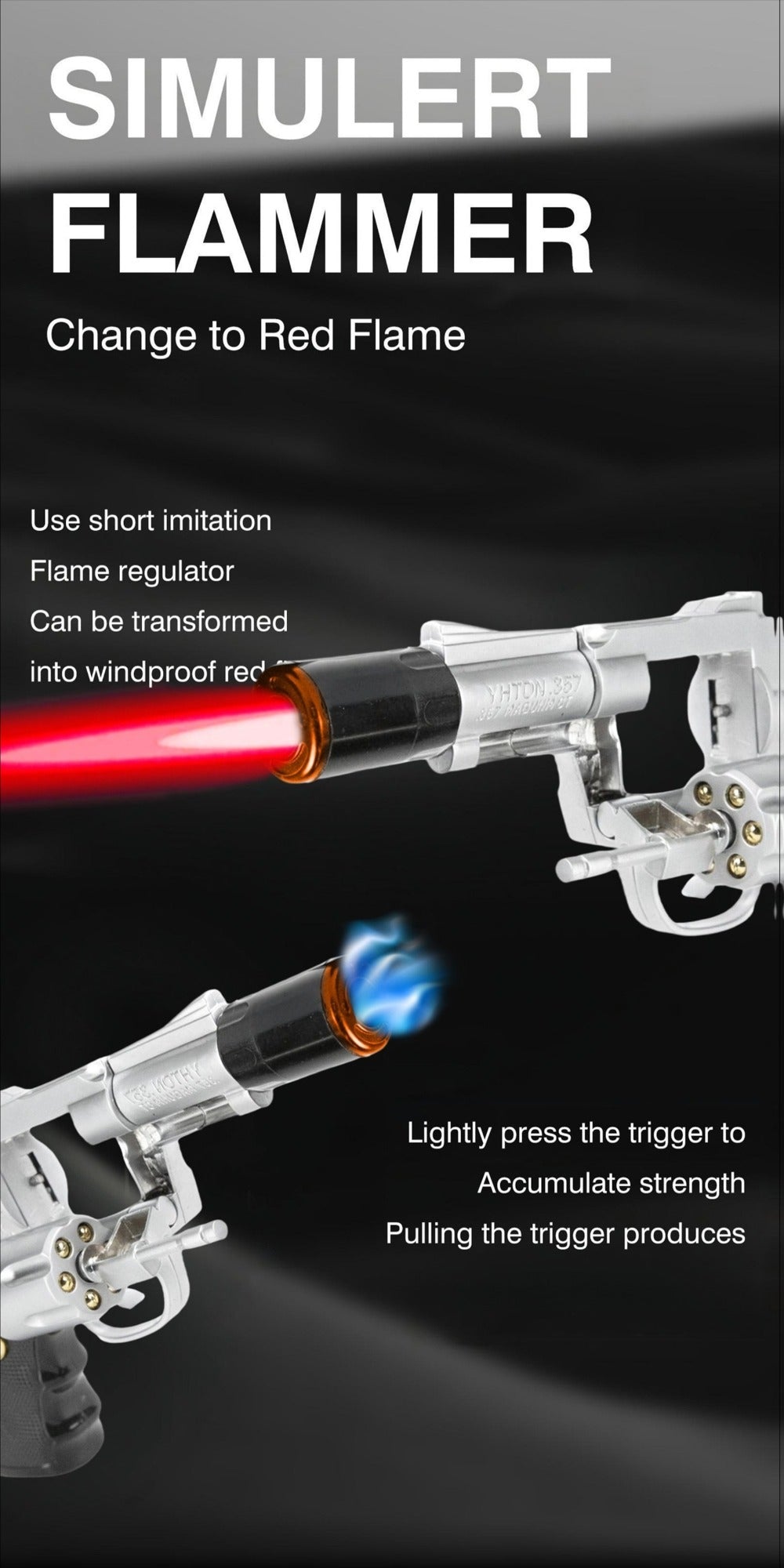 Windproof Butane Lighter with Adjustable Flame for Grilling, Camping and Outdoor Meals, with the Listed Configuration
