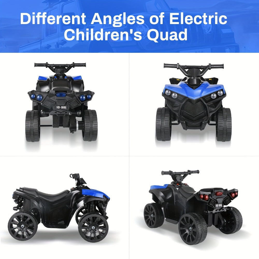 Kids Electric Ride-On ATV 4-Wheeler Quad with LED Headlights Foot Pedal Accelerator Anti-Slip Tires 55 lbs Capacity Outdoor Birthday Gift