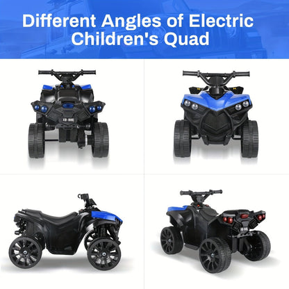 Kids Electric Ride-On ATV 4-Wheeler Quad with LED Headlights Foot Pedal Accelerator Anti-Slip Tires 55 lbs Capacity Outdoor Birthday Gift