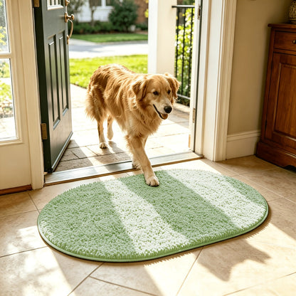 Oval Chenille-Style Bath Mat with Five Color Designs and 40 × 60 to 63 × 95 cm Size Options