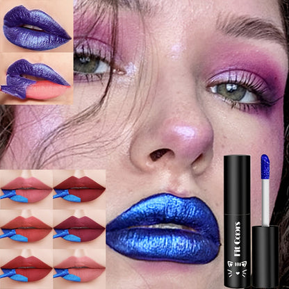 Matte Velvet Lip Stain Set 6 Colors Waterproof Smudge-Proof, Metallic Blue Cobalt Bold Shades Vegan Lip Gloss for All Skin Tones