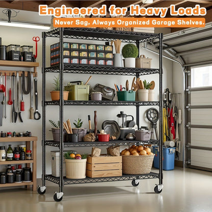 Metal Storage Shelving Unit Adjustable 4 5 Tier Steel Shelf Rack for Garage Kitchen Pantry Workshop Black Chrome MZG