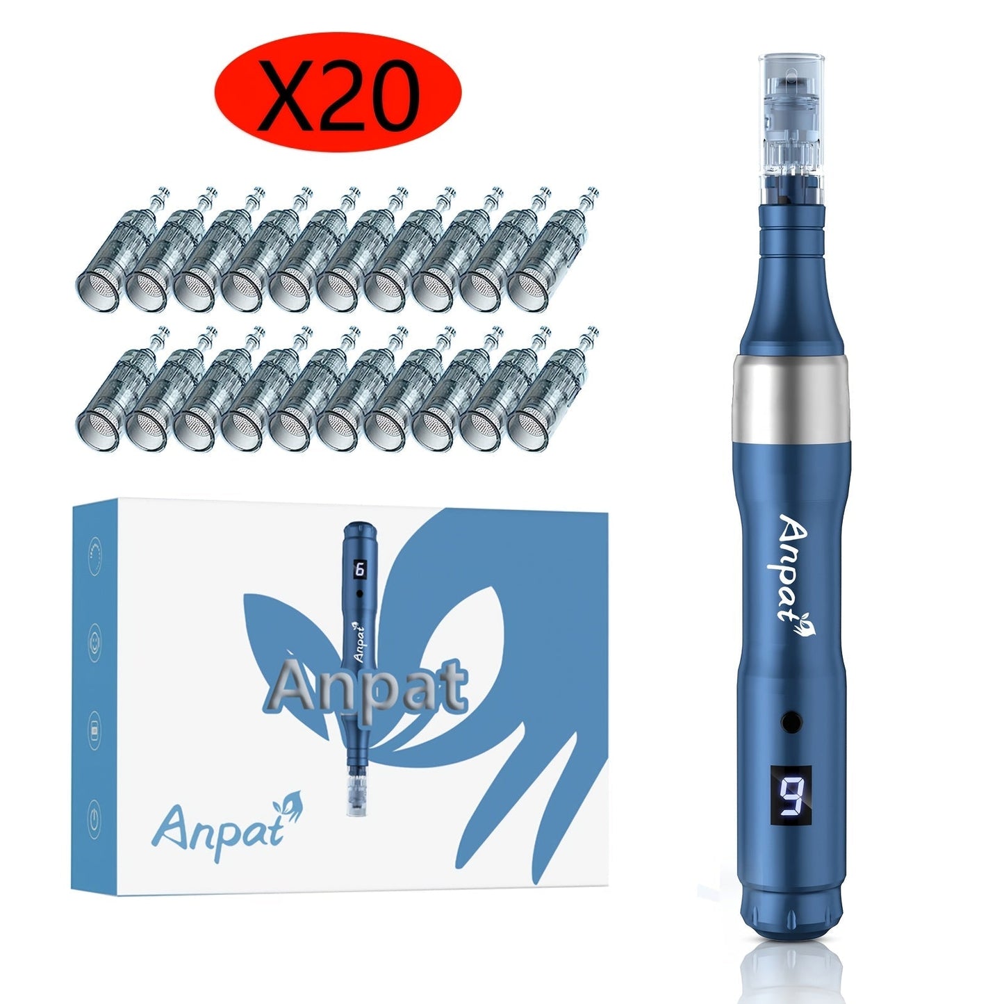 Electric Derma Pen Microneedling Device, Professional 6-Speed Wireless Adjustable Dermapen with 20pcs Replacement Cartridges