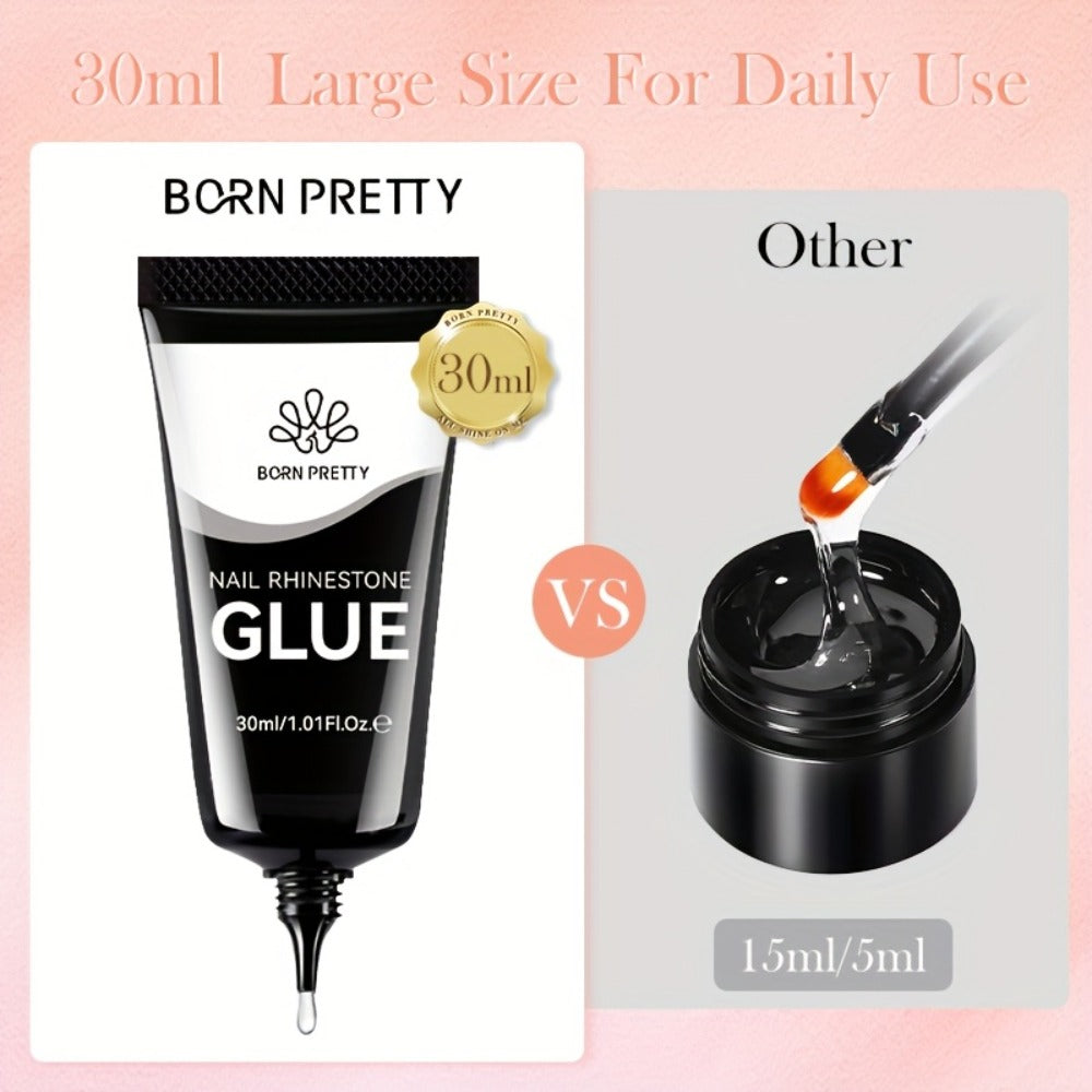 Rhinestone Glue Gel 2pcs Strong Bond 1.01oz Each – Professional Nail Charm Adhesive for 3D Gems, Crystals & Bling Decorations