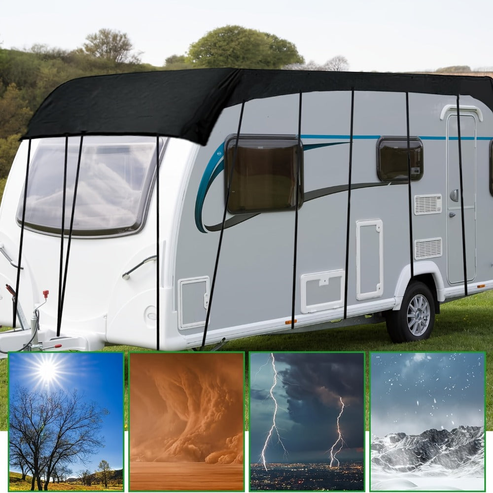 RV Cover Waterproof Heavy Duty Oxford Fabric Sunshade Anti-Falling Leaves Foldable Motorhome Caravan Trailer Protection Cover Multiple Sizes