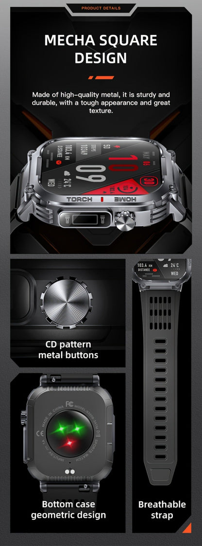 Smart Watch 2.02-Inch Rugged TFT Display with 500mAh Battery, LED Flashlight and Wireless Calling