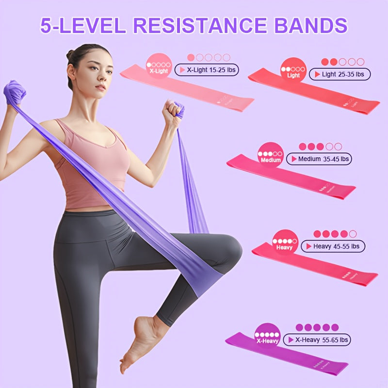 Pink or Purple 16-Piece Pilates Fitness Kit with Ring, Ball, Five Bands, Socks, Straps and Storage Bag