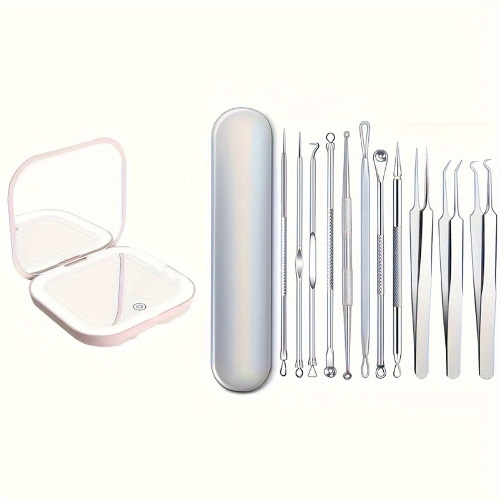 Blackhead Remover Tool Kit 11PCS Stainless Steel Pimple Popper Extractor - Professional for Bath Time, Home Spa and Personal Care