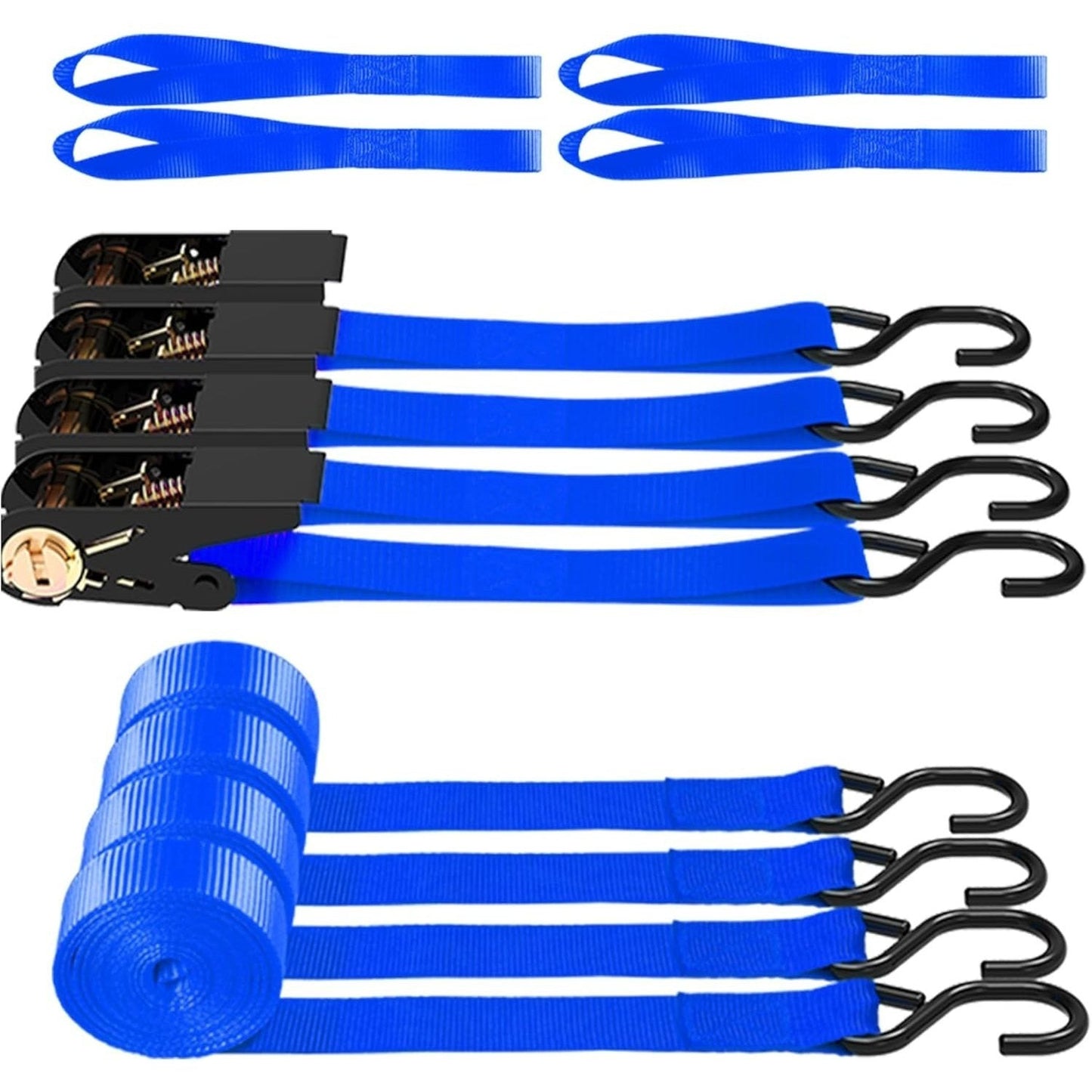 Ratchet Tie Down Straps 4-Pack 15FT 1, 500 lb Break Strength Heavy Duty with Soft Loops & Storage Bag – High-Visibility Webbing