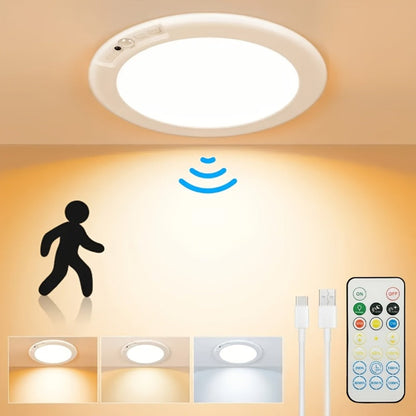 Rechargeable Ceiling Light No Wiring, Battery Operated LED Ceiling Light with Remote Control, Motion Sensor