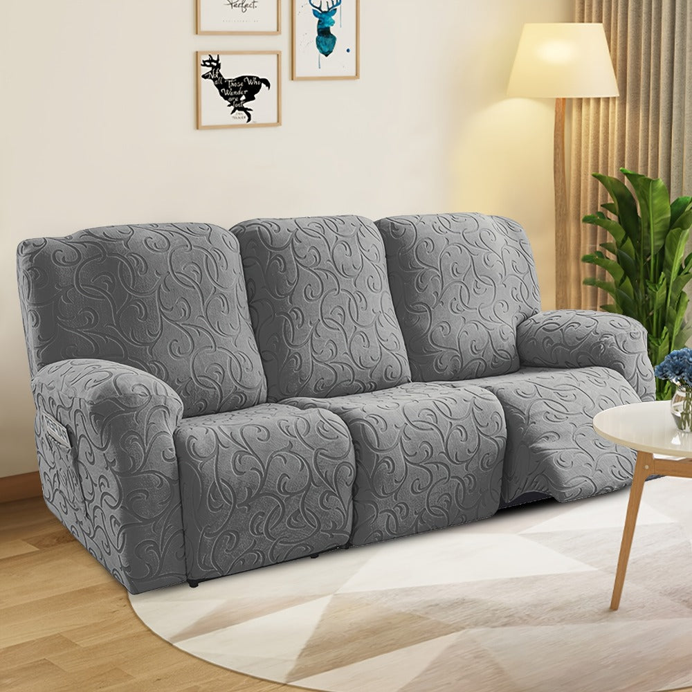 Recliner Slipcover, One-Piece Hooked Chenille Stretch Cover for Three-Seat Sofa in Three Colors