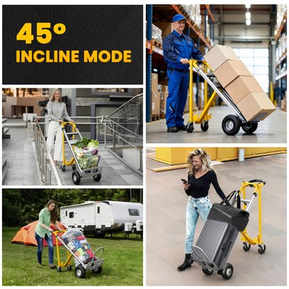 Hand Truck 3-in-1 Aluminum Convertible Dolly, 800-Industrial Utility Trolley with Folding Design for Moving