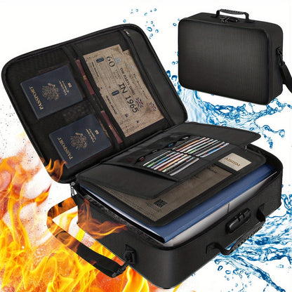 Fireproof Document Bag with Combination Lock - 17x11.8x5 Inch File Organizer, 2000°F Fireproof
