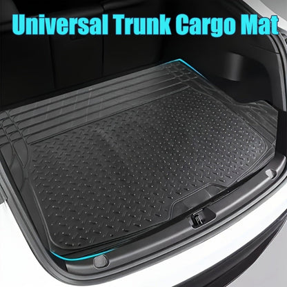 Trunk Cargo Liner Rubber Mat Universal Fit – All Weather Waterproof Trunk Mat with Seat Back Protector, Trim-to-Fit for Cars, SUV & Sedan