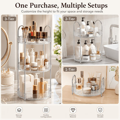 360 Rotating Makeup Organizer Skincare Storage Rack – Multi-Layer Detachable Cosmetic Organizer for Perfume, Lipstick, Skincare