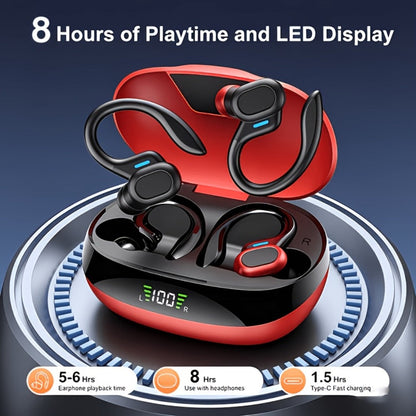 Earhook Open-Ear Sports Earbuds Bluetooth 5.4 LED Digital Display Charging Case 8H Playback for an Everyday Personal Care Routine