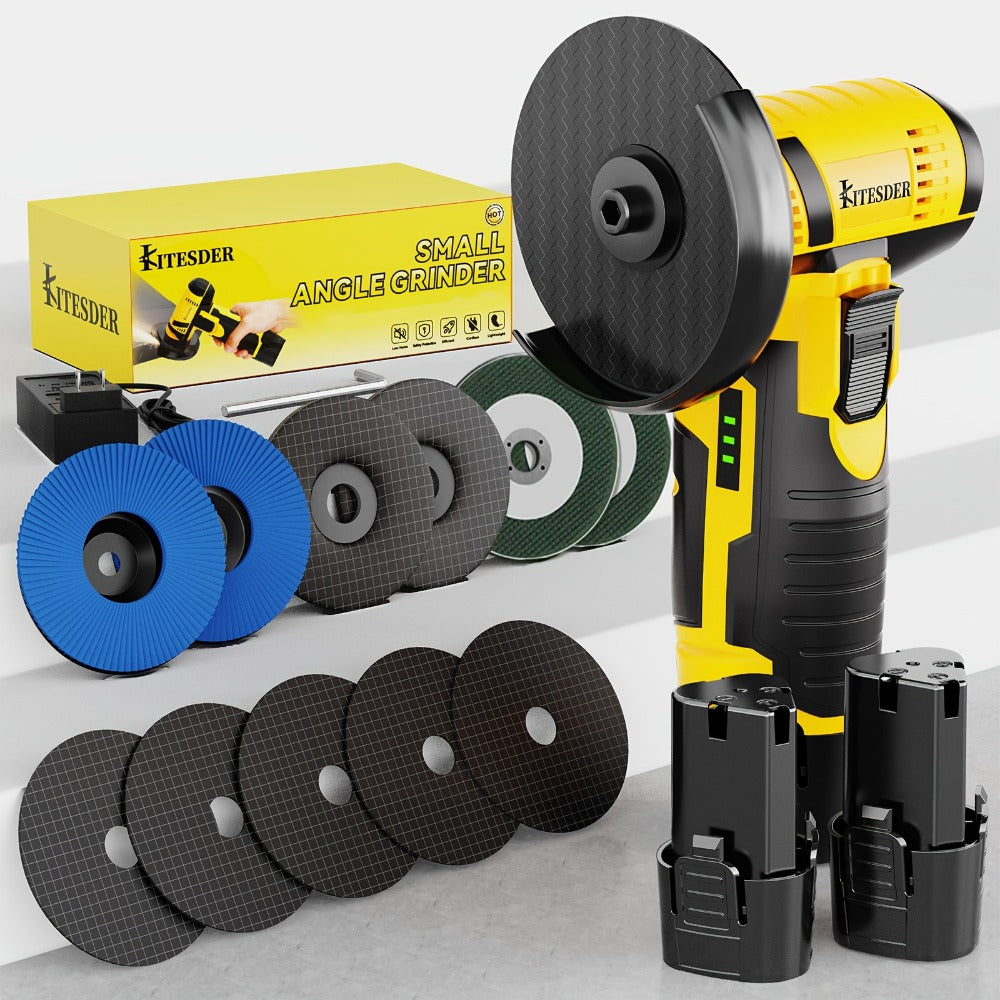 12V Cordless Angle Grinder - 19500 RPM Electric Sander & Polisher for Metal, Wood & Home, Multi-Function Grinding Tool