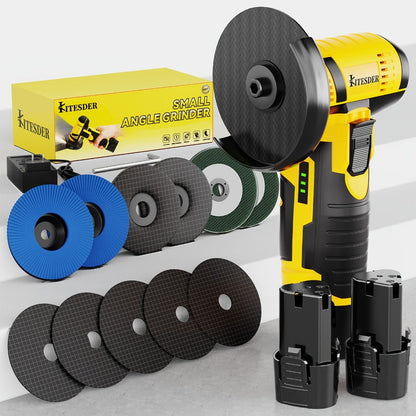 12V Cordless Angle Grinder - 19500 RPM Electric Sander & Polisher for Metal, Wood & Home, Multi-Function Grinding Tool