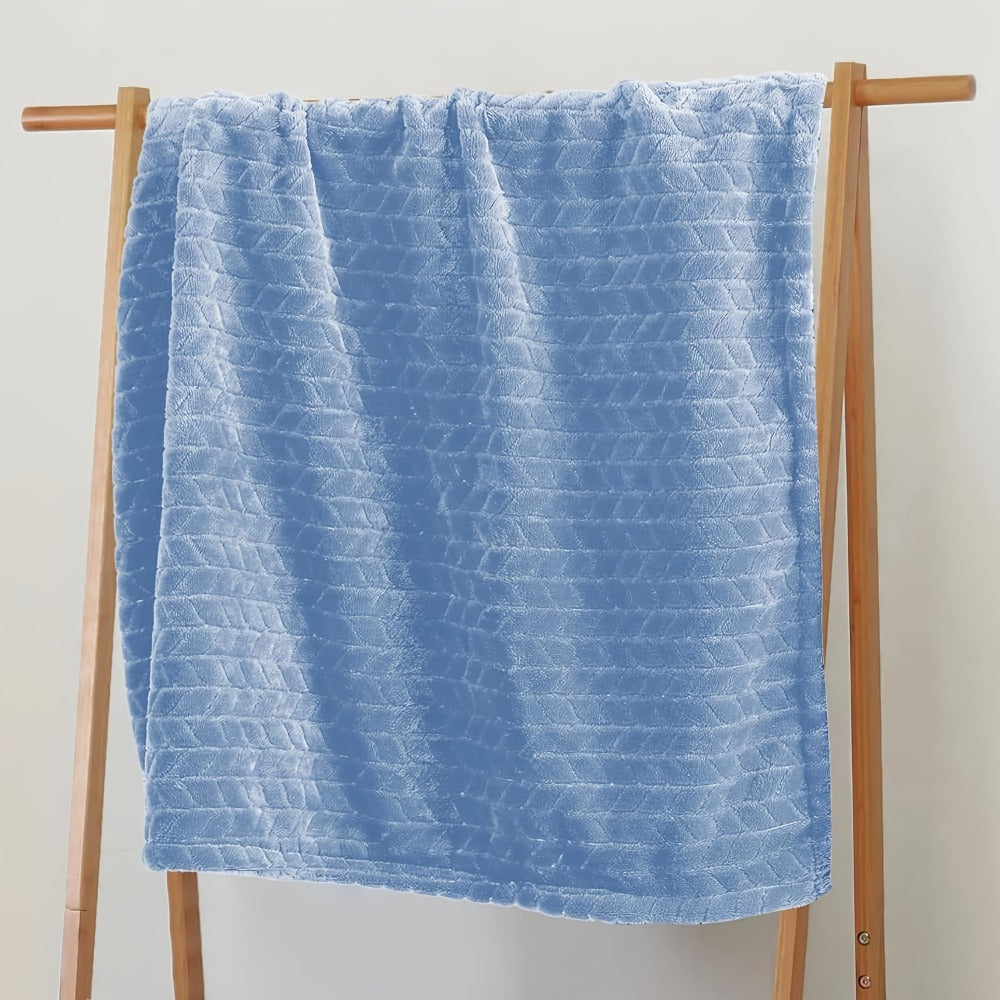 Textured Flannel Blanket in Rhinestone, Wheat-Ear, Checker and Solid Styles with Throw or Queen Options