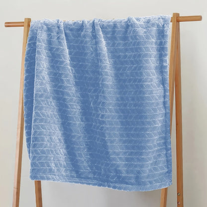 Textured Flannel Blanket in Rhinestone, Wheat-Ear, Checker and Solid Styles with Throw or Queen Options