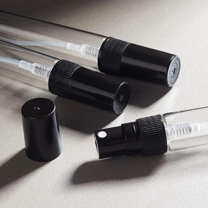Mini Glass Spray Bottles 5ml 50 Pack Fine Mist Atomizer Refillable Black UV Glass Travel Perfume Bottles for Perfume Cologne Essential Oil