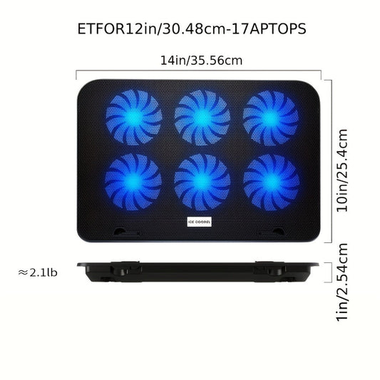 Laptop Cooling Pad ICE COOREL 6 Fans 12-17.3 Inch 5 Adjustable Heights 2 USB Ports RGB Gaming for an Everyday Personal Care Routine