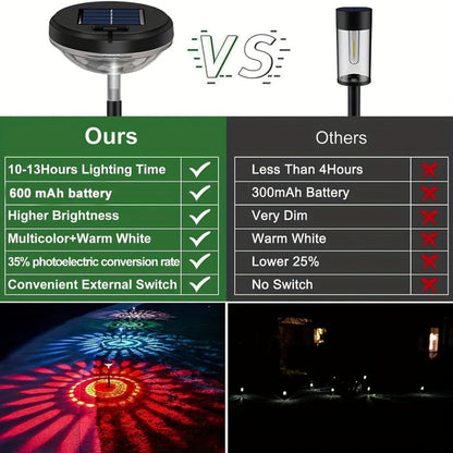 Solar Outdoor Lights 6-Pack IP44 Landscape Stakes with Light Sensor and Color/Warm White Mode
