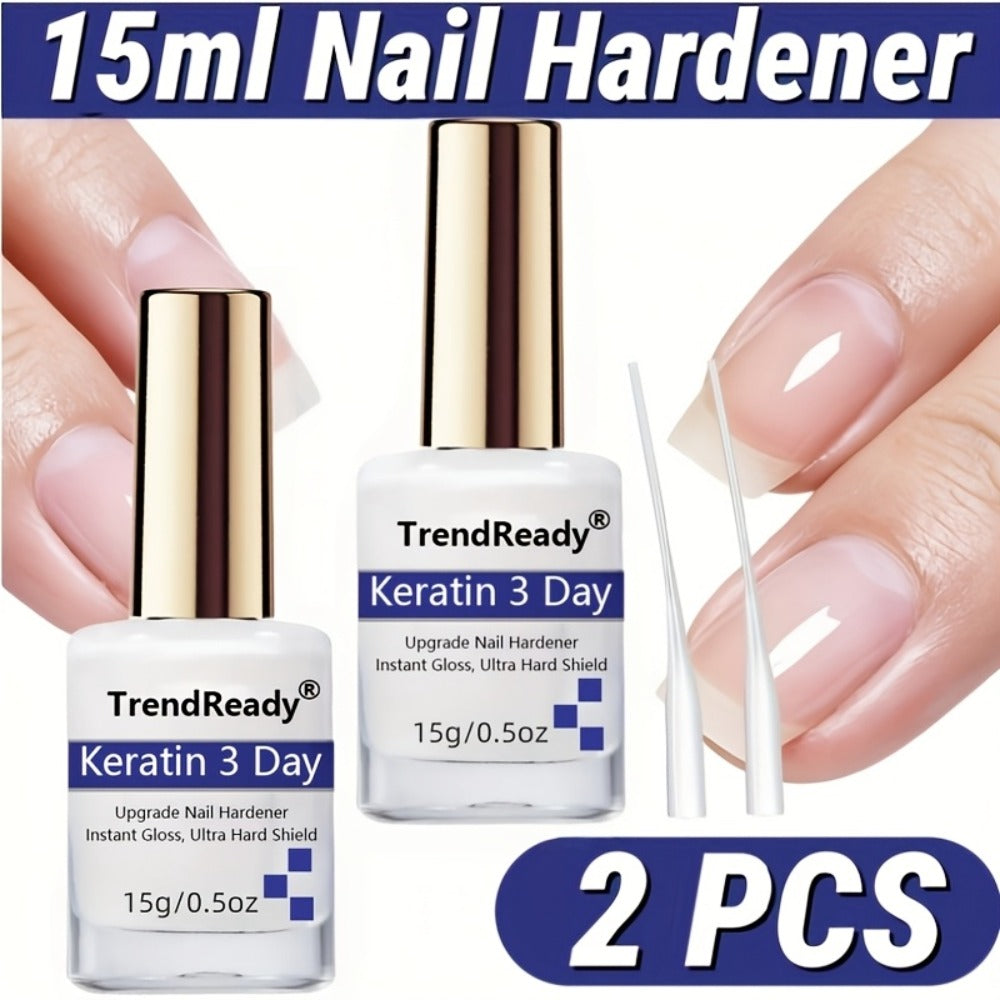 Nail Hardener for Weak Brittle Splitting Nails 2 Pack – Fast Drying White Nail Strengthener with Vitamin E