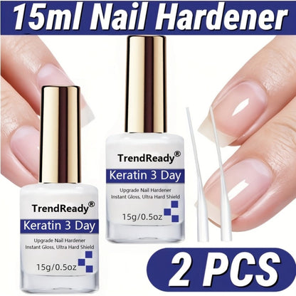 Nail Hardener for Weak Brittle Splitting Nails 2 Pack – Fast Drying White Nail Strengthener with Vitamin E