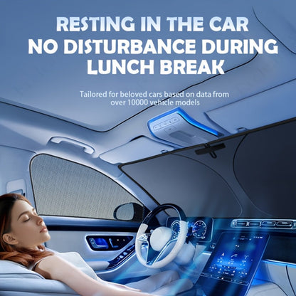 Windshield Sun Shade with Hook & Loop Closure – Foldable Front Window UV Ray Blocker, Dashboard Heat Protector