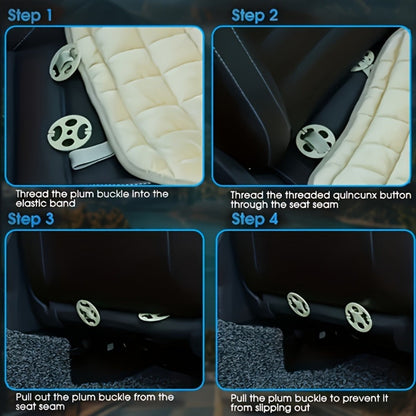 Plush Plaid Car Seat Cushion Three-Piece Set with Two Front Pads, One Rear Pad and Five Color Options