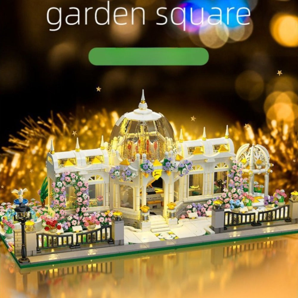 6700-Piece Garden Plaza Building Block Model in Boxed or Bagged Versions with Dome, Flowers and Fence