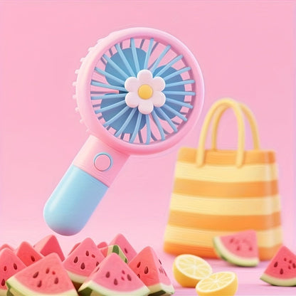 12-Piece Mini Handheld Fan Set with Flower-Center Grilles, Single Buttons and USB-C Charging