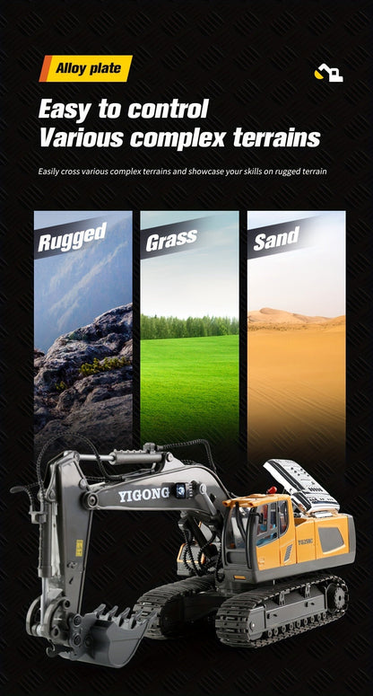 RC Bulldozer 1:24 Scale Alloy with 680° Rotation & Working Arm, 2.4GHz Remote Control Construction Vehicle for Kids