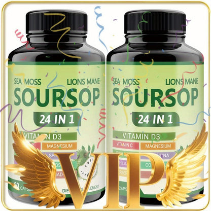 Soursop Capsules Advanced Herbal Supplement with Shilajit, Irish Moss, Berberine & NAD+, Immunity