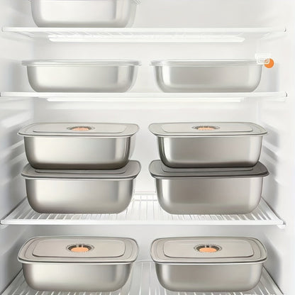 Stainless Steel Food Storage Containers, 6-Pack Airtight Stackable Meal Prep Containers with Lids – 40.58 oz Each