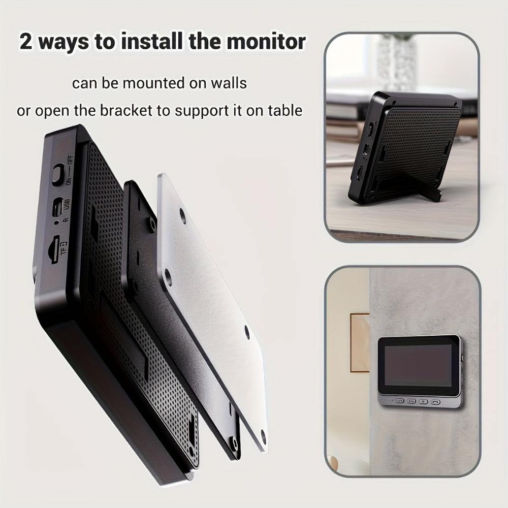 1920P Video Doorbell Camera with 4.3" Monitor & Dual Power - No WiFi No App, Battery & USB, Two-Way Audio
