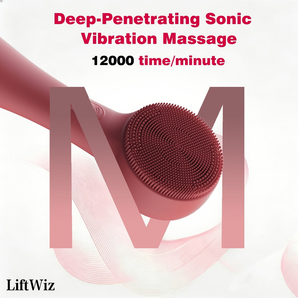 Silicone Facial Cleansing Brush Electric Face Scrubber 12000 Vibrations IPX7 USB Rechargeable Heat Massage for Home or Salon Spa Use