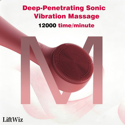 Silicone Facial Cleansing Brush Electric Face Scrubber 12000 Vibrations IPX7 USB Rechargeable Heat Massage for Home or Salon Spa Use